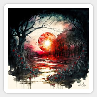 Crimson Lunar Forest Sticker